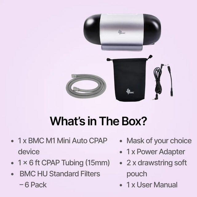 BMC M1 Mini Travel CPAP Device with Mask COMPLETE BUNDLE