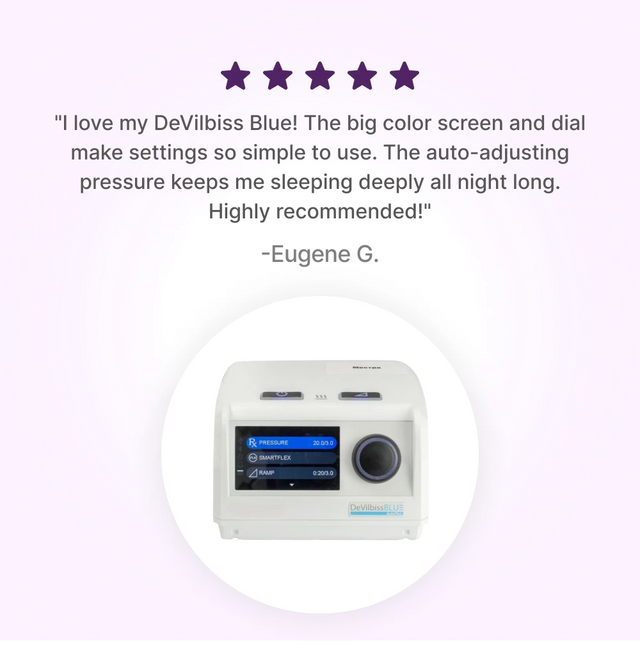 5-star customer review of DeVilbiss Blue Auto Plus CPAP Machine