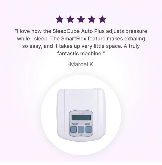 5-star customer review of Devilbiss Sleepcube Auto Plus with Smart Flex
