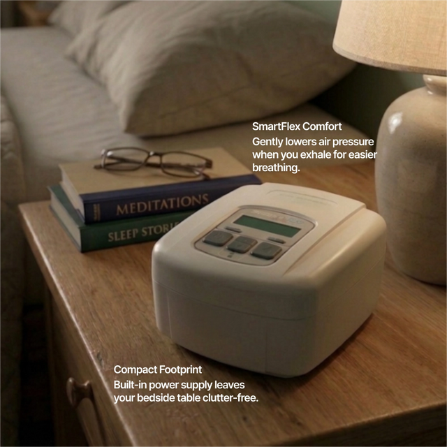 Devilbiss Sleepcube Auto Plus with Smart Flex on a nightstand