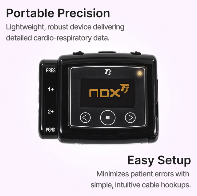 Front view of Nox T3 Portable Sleep Monitor for Home Sleep Testing that offers portable precision and easy setup