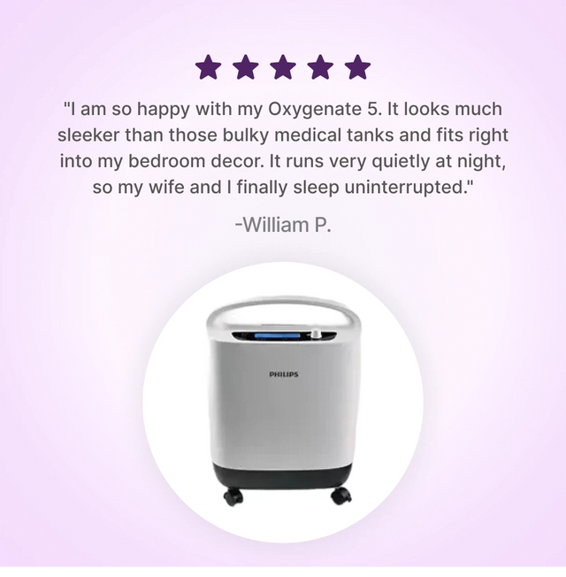 5-star customer review of Philips Oxygenate 5 Home Oxygen Concentrator