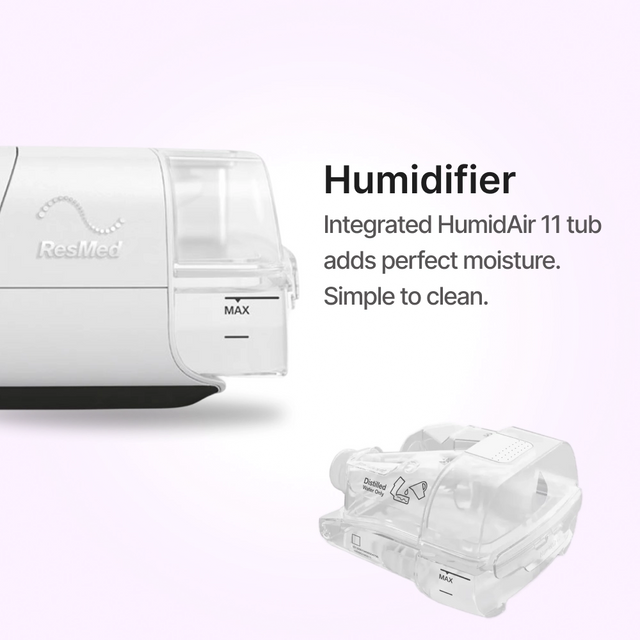 Integrated humidifier close up of ResMed AirCurve 11 Adaptive Servo-Ventilation Device