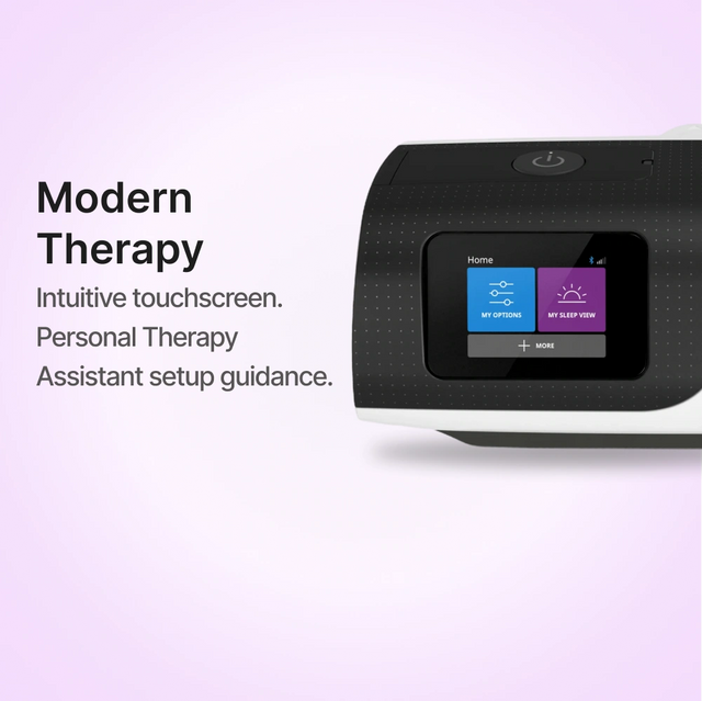 ResMed AirSense 11 Autoset CPAP machine provides modern therapy, including touchscreen and setup guidance.