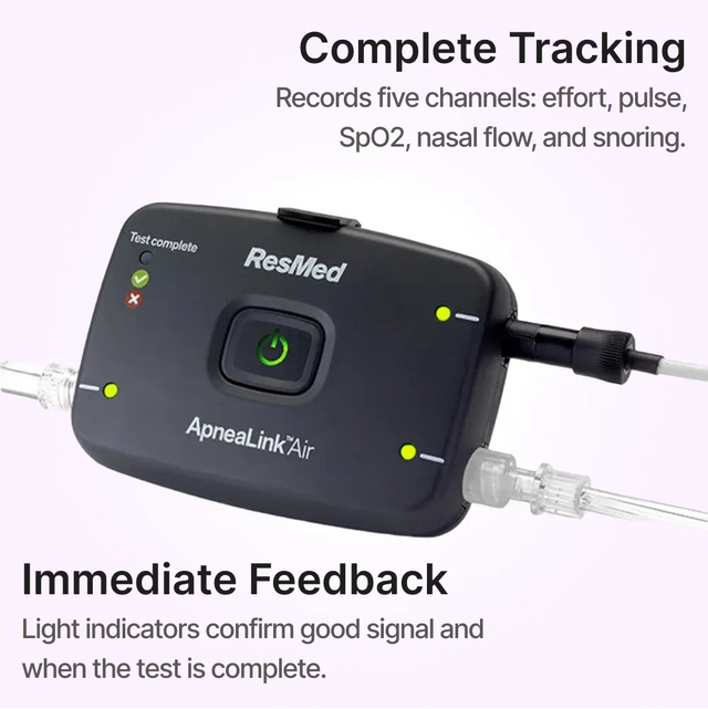 Side angled view of ResMed ApneaLink Air Home Sleep Testing Device that offers complete tracking and immediate feedback