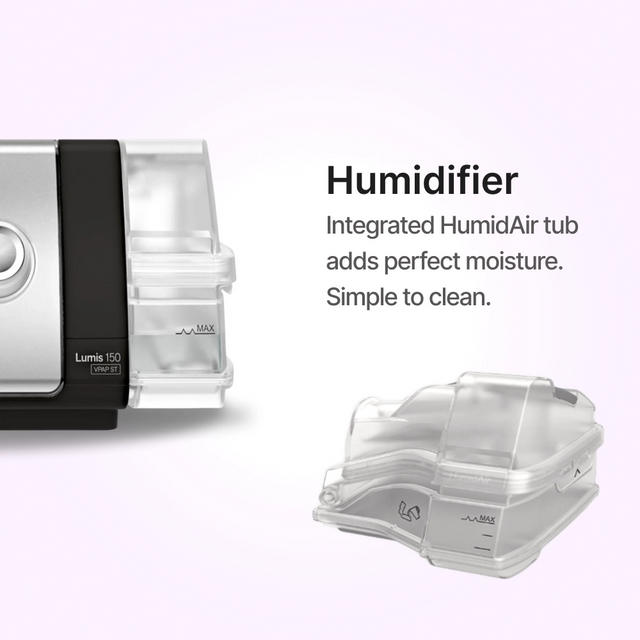 Integrated humidifier close up of ResMed Lumis 150 VPAP ST Non-Invasive Ventilator