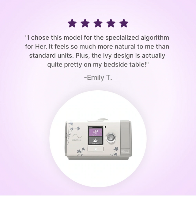 Five star customer review for ResMed AirSense 10 Autoset For Her CPAP machine
