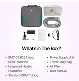 Full package contents of BMC G3 B25A BPAP with Humidifier
