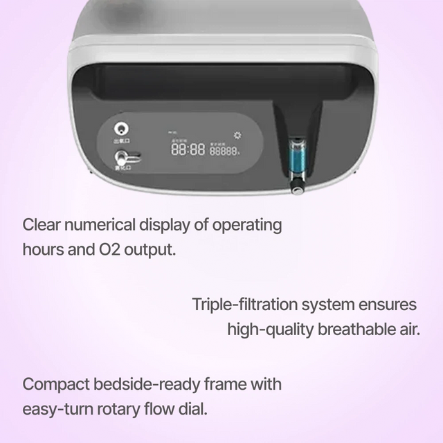 Top view of BMC Oxygen Concentrator 5 LPM's display