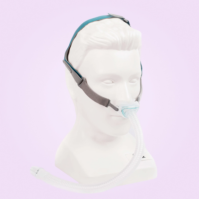 BMC P6 Nasal Pillows Mask on a head display