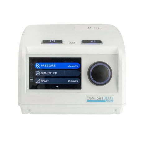 Frontal view of DeVilbiss Blue Auto Plus CPAP Machine
