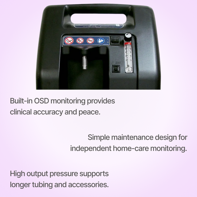 DeVilbiss Compact 1025 10l/min Oxygen Concentrator has built-in- OSD monitoring