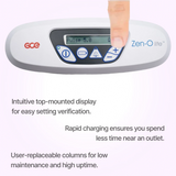 Display close up of GCE Zen-O Lite portable oxygen concentrator