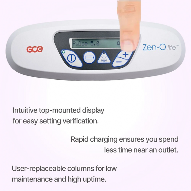 Display close up of GCE Zen-O Lite portable oxygen concentrator