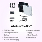 Full package contents of GCE Zen-O Lite portable oxygen concentrator