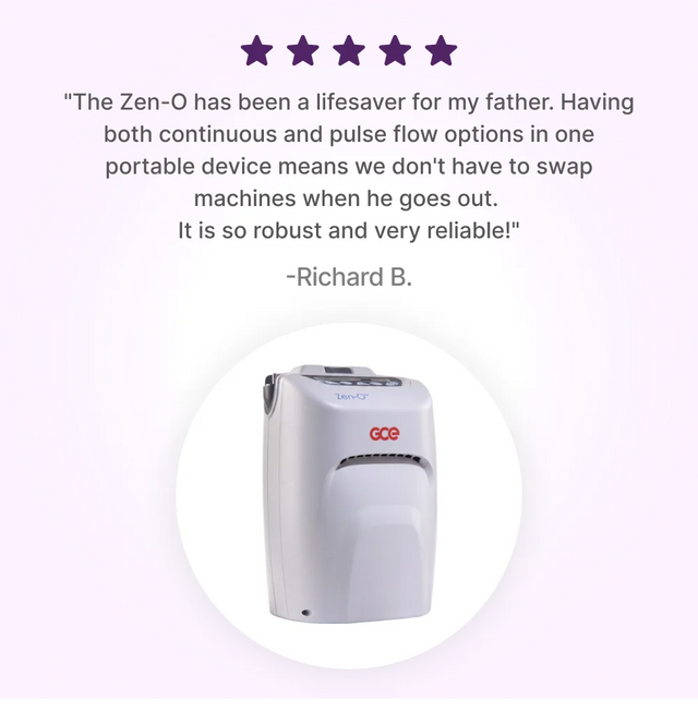 5-star customer review for GCE Zen-O Portable Oxygen Concentrator