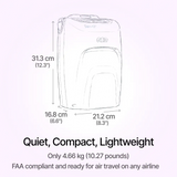 Dimensions sketch of GCE Zen-O Portable Oxygen Concentrator