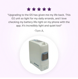 5-star customer review for Inogen G5 portable oxygen concentrator with a single battery