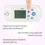 Close up display of Inogen G5 portable oxygen concentrator with a single battery