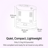 Dimensions sketch of Inogen One G3 Portable Oxygen Concentrator