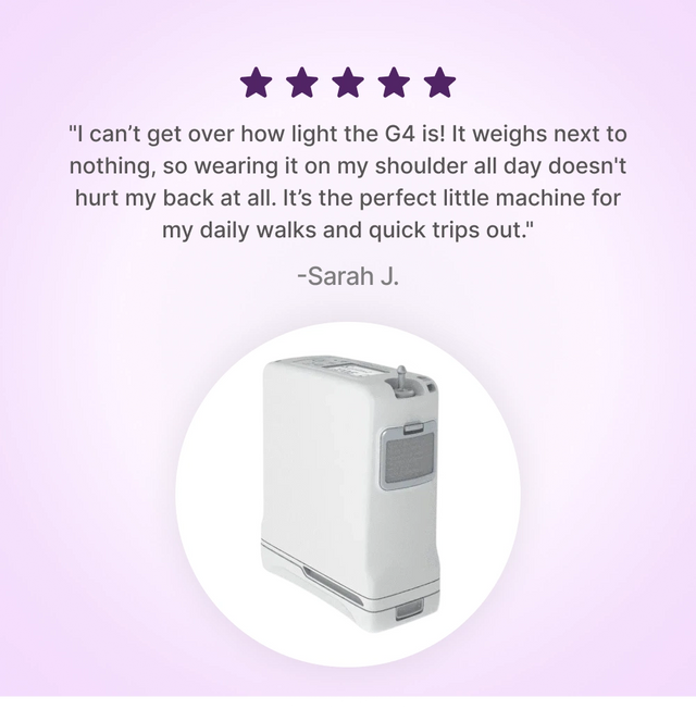 5-star review of Inogen One G4 System Portable Oxygen Concentrator