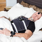 Man doing a sleep study with NOX A1 polysomnography (PSG) system