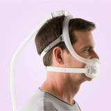 Side view of a man wearing a Philips Respironics DreamWear Full Face CPAP Mask
