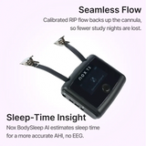 Angled view of NOX T3s home sleep test system that has calibrated RIP flow and estimates sleep time