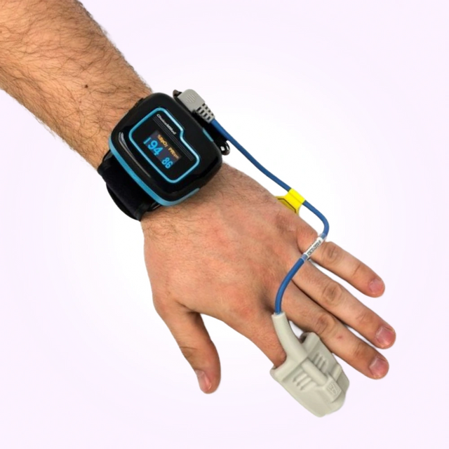 Continuous Monitoring Pulse Oximeter MD300W512 on a hand