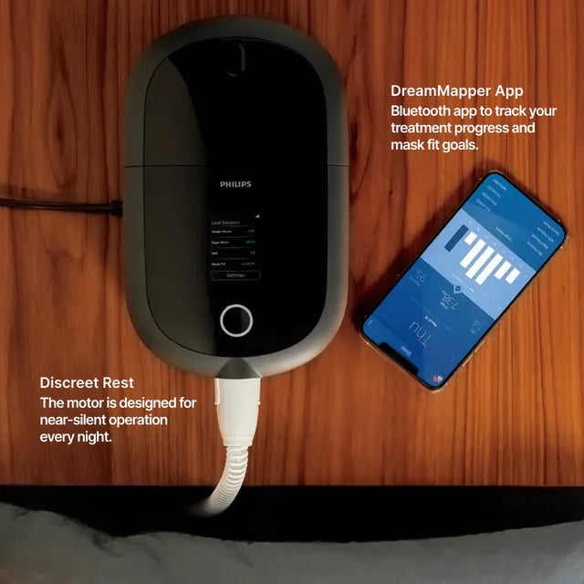 The DreamMapper mobile app for Philips Dreamstation 2 Auto CPAP allows users to track their progress.