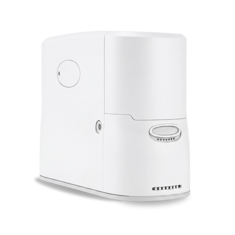 Angled view of O2P portable oxygen concentrator