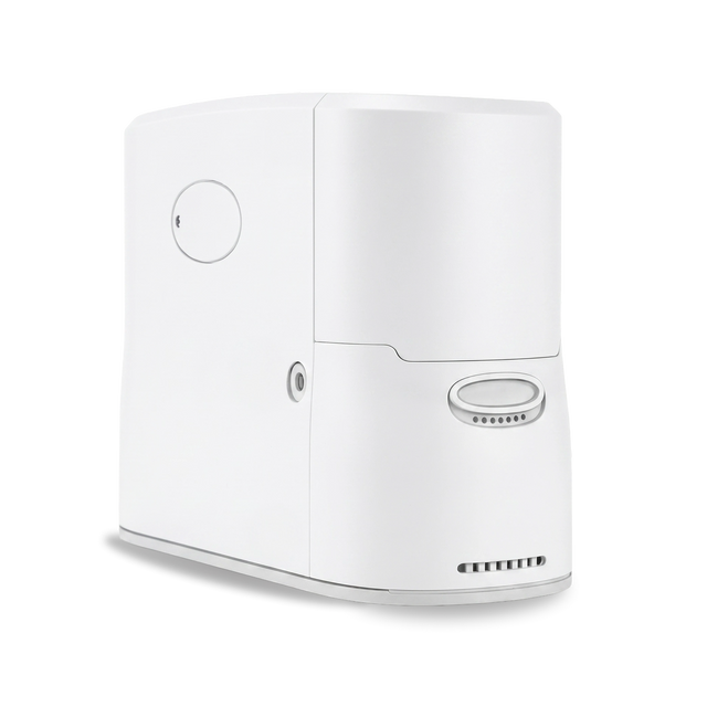 Angled view of O2P portable oxygen concentrator
