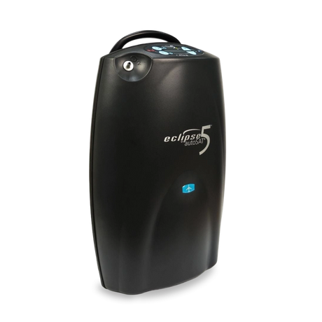 Angled view of SeQual Eclipse 5 portable oxygen concentrator