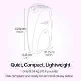 Dimensions sketch of SeQual Eclipse 5 portable oxygen concentrator