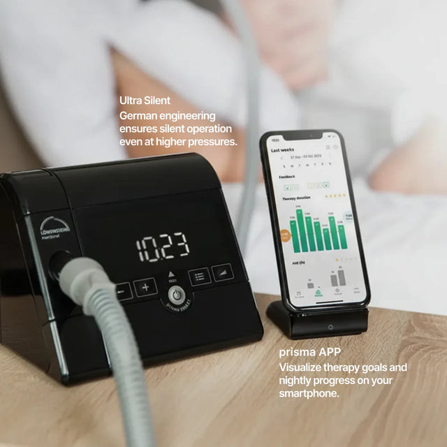 The mobile prisma APP for Prisma SMART Auto CPAP Machine shows therapy goals and progress.