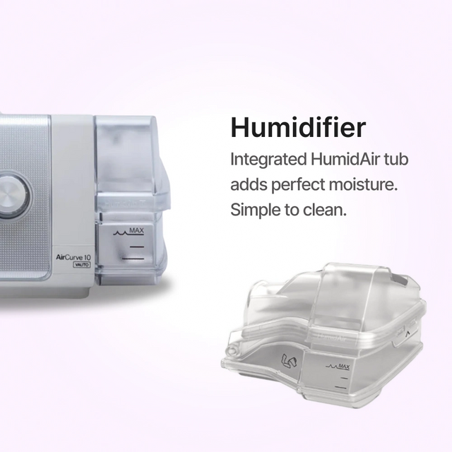 Integrated humidifier close up of ResMed AirCurve 10 VAuto BiLevel Device