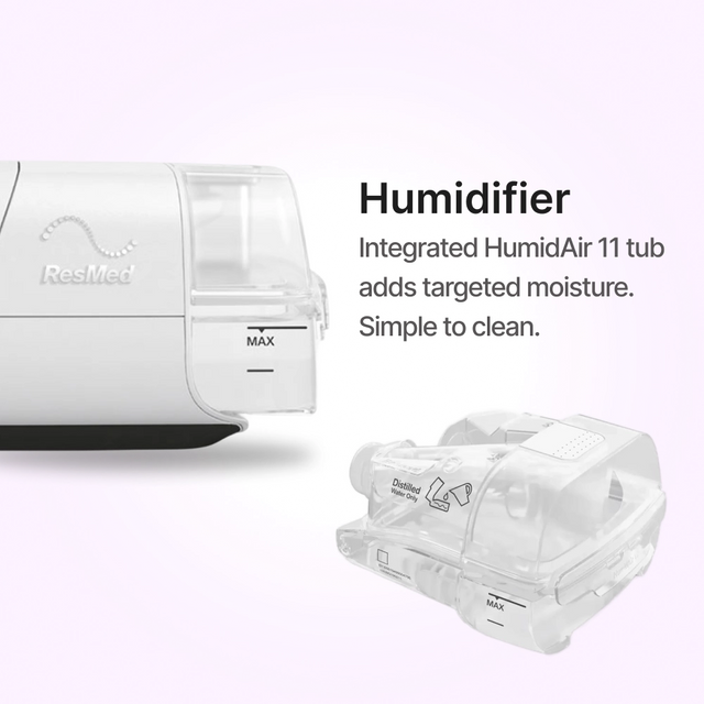 Integrated humidifier close up of ResMed AirCurve 11 S BiLevel Device
