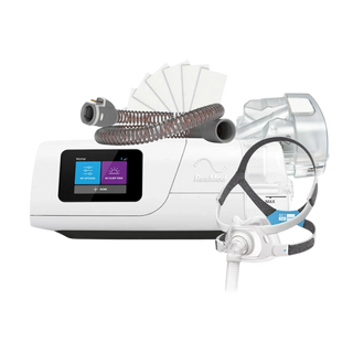 Front view of ResMed AirCurve 11 VAuto BiLevel Device bundle which contains mask of choice, HumidAir 11 Water Chamber, ClimateLineAir™ 11 Heated Tubing and more.