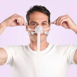 Man wearing ResMed AirFit N10 Nasal CPAP Mask