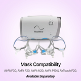 ResMed Airmini Travel CPAP machine can be used with different Resmed masks such as AirFit F30 and others.