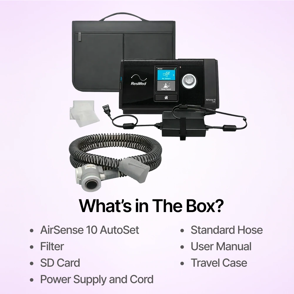 ResMed AirSense 10 AutoSet pacchetto completo con filtri, alimentatore, tubo e custodia da viaggio