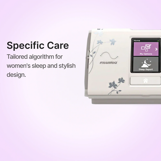 ResMed AirSense 10 AutoSet CPAP machine For Her has specific algorithm, tailored for women's sleep needs.