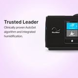 Close up photo of ResMed AirSense 10 Autoset CPAP machine's left side
