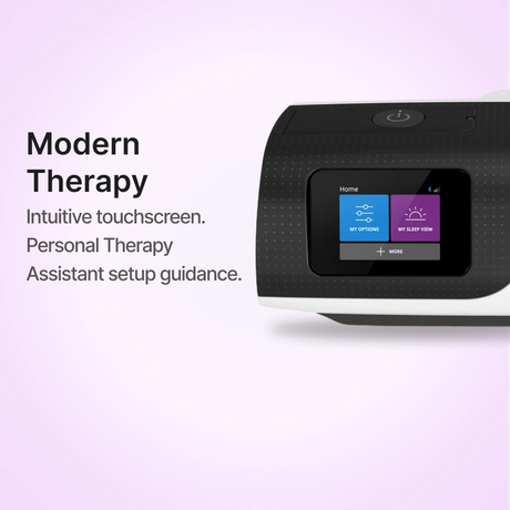 ResMed AirSense 11 Autoset CPAP machine provides modern therapy, including touchscreen and setup guidance.