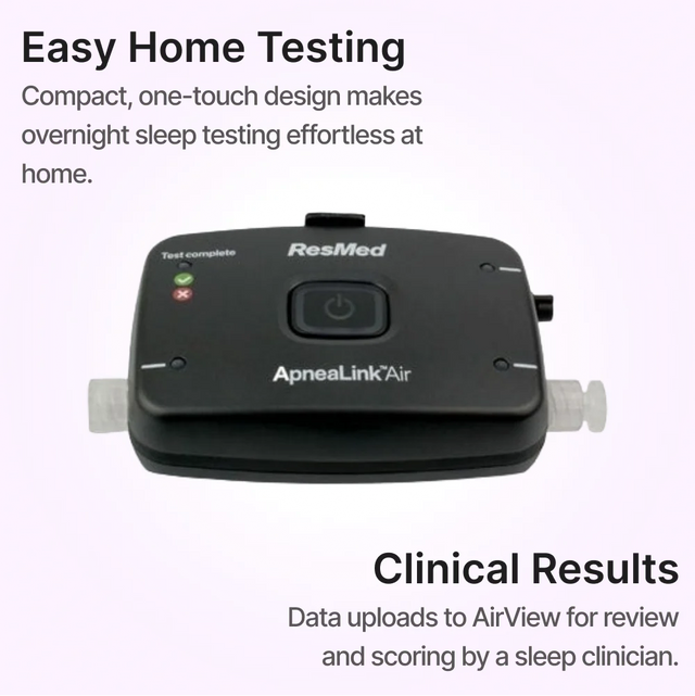 Front angled view of ResMed ApneaLink Air that offers easy Home Sleep Testing and Clinical Results