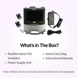 Full package contents of the ResMed Astral 150 Ventilator