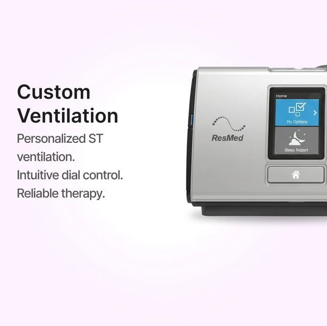 Display close up of ResMed Lumis 100 VPAP ST Ventilator