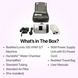 Full package contents of ResMed Lumis 100 VPAP ST Ventilator