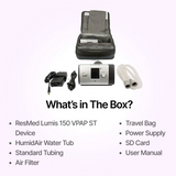 Full package contents of ResMed Lumis 150 VPAP ST Non-Invasive Ventilator