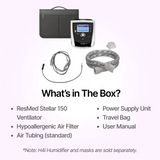 Full package contents of ResMed Stellar 150 Invasive & Non-invasive Ventilator